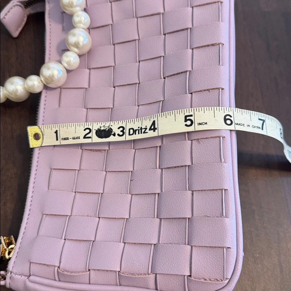 WOMENS HANDBAG DETACHABLE PEARL STRAP ADJUSTABLE CROSSBODY PURPLE WOVEN